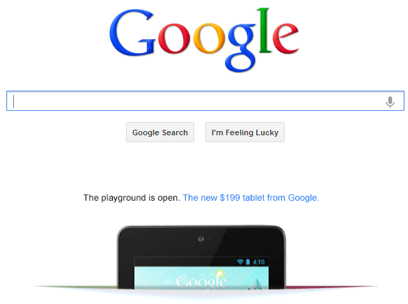 Nexus na pagina inicial do Google