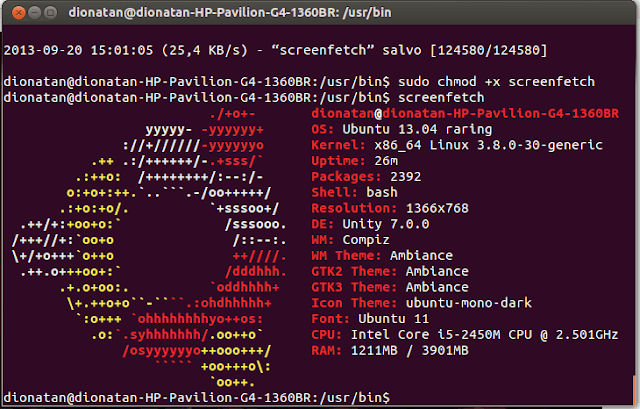 Lançado ScreenFetch para Ubuntu