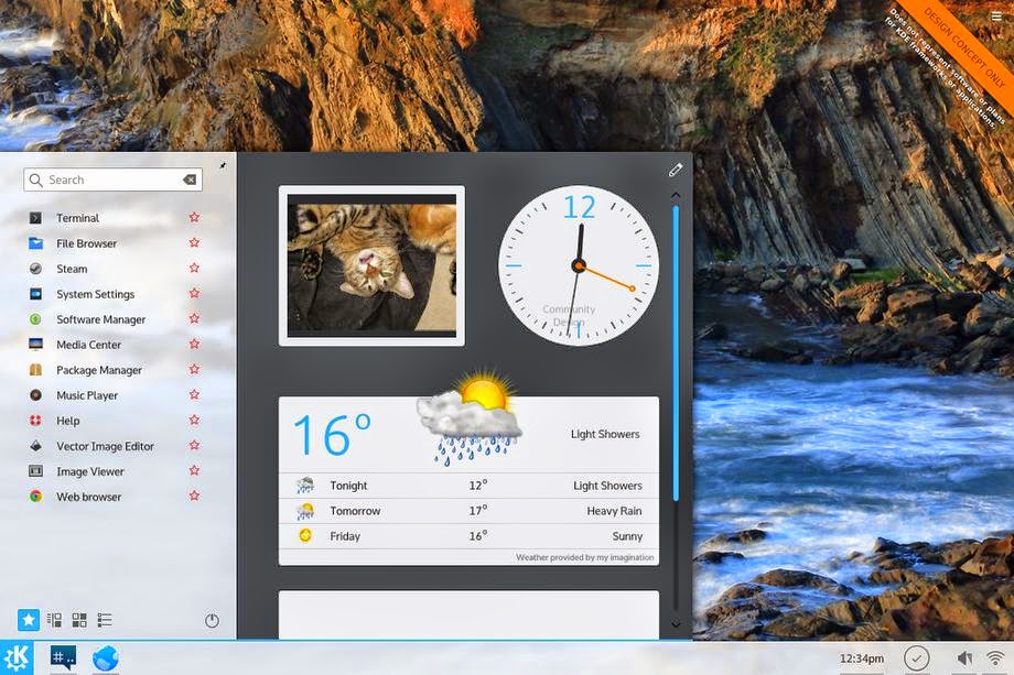 Conceito de Design com KDE 5 une aparência do Gnome com Windows 10