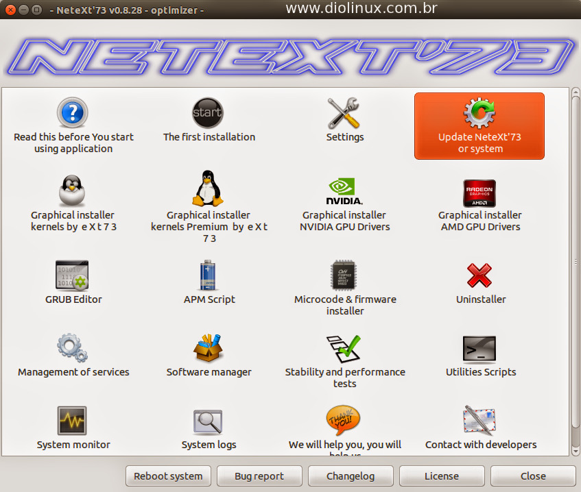 NeteXt'73 uma ferramenta incrível para otimizar e instalar as últimas versões do Kernel e Drivers de vídeo no Ubuntu
