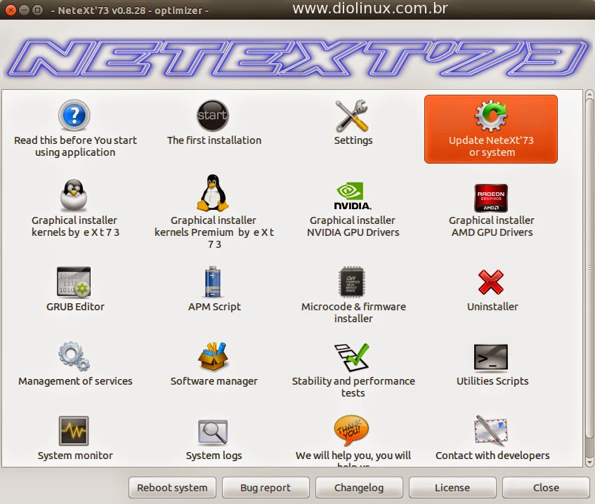 NeteXt'73 uma ferramenta incrível para otimizar e instalar as últimas versões do Kernel e Drivers de vídeo no Ubuntu