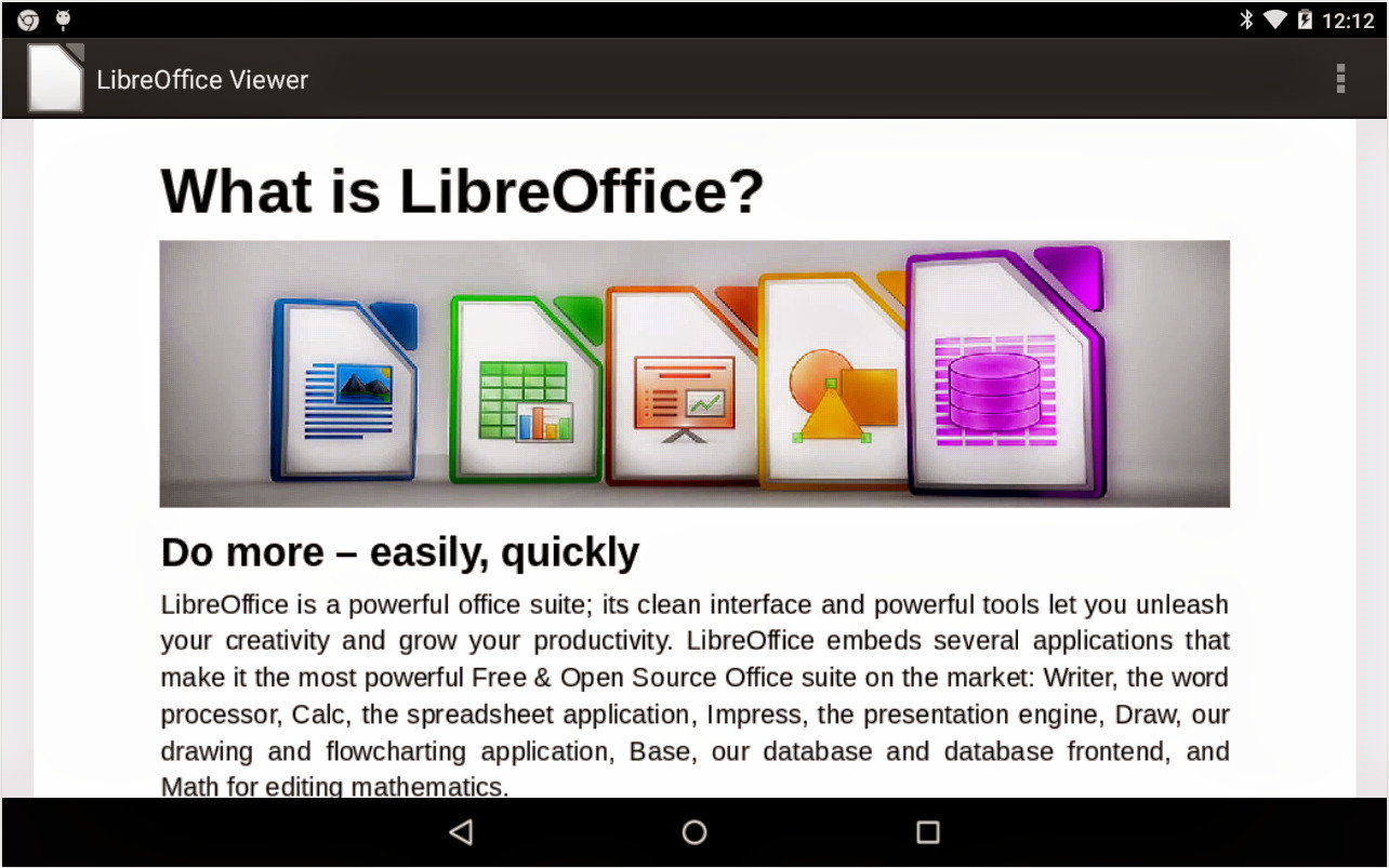 Libre Office lança App visualizador de documentos para Android