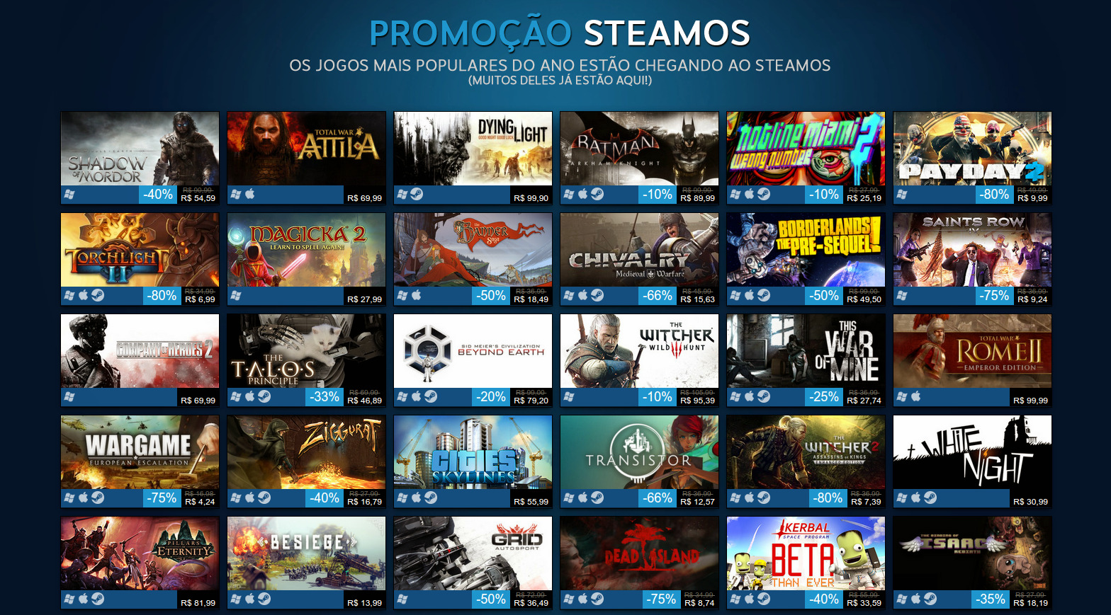 Valve está fazendo uma super promoção de games para Steam OS