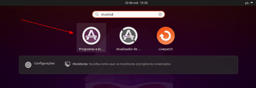 programas e atualizações ubuntu