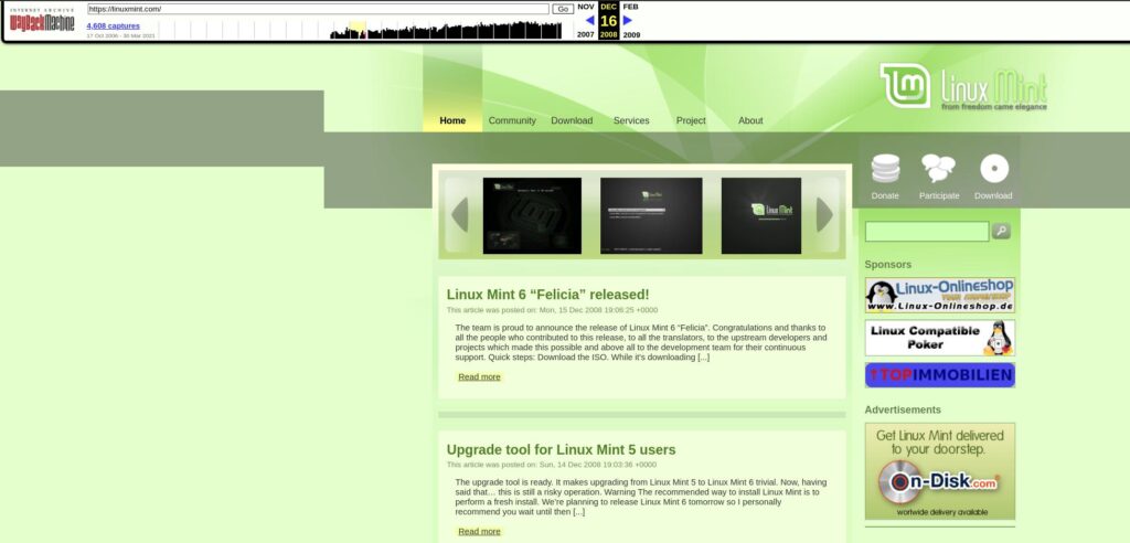 Site do Linux em 2008