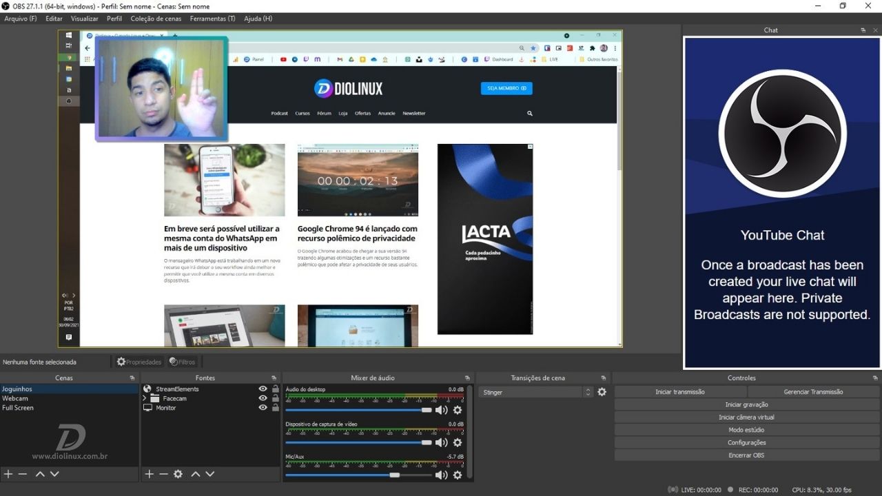 OBS Studio 27.1 é lançado e agora conta com integração com YouTube