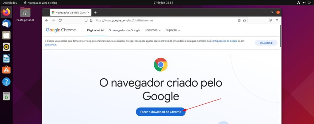 Como instalar o Google Chrome no Linux Ubuntu.