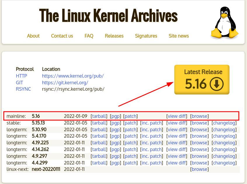 Site Oficial do Kernel Linux 5.16