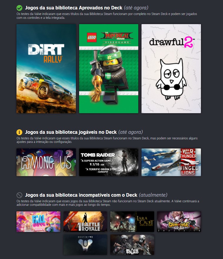 Todos os jogos disponíveis na Steam Deck