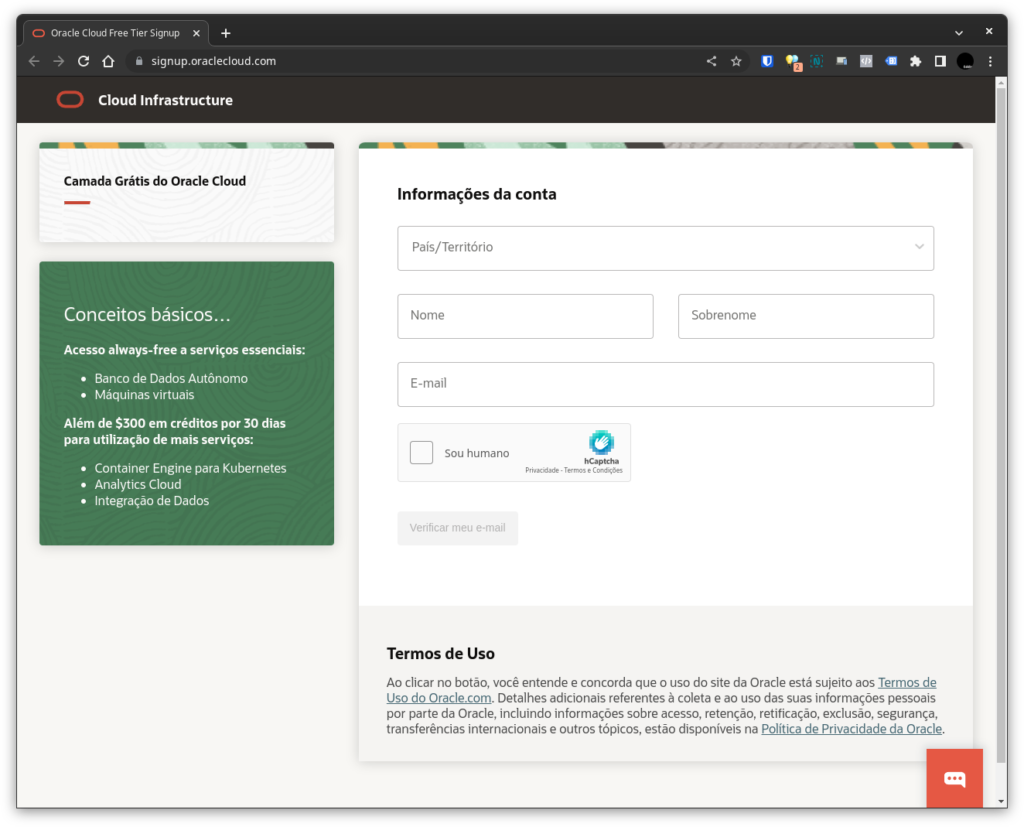 Oracle Cloud tirando o máximo proveito dos serviços gratuitos 2 oracle cloud - 01 - criacao de conta