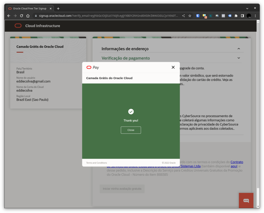 Oracle Cloud tirando o máximo proveito dos serviços gratuitos 4 oracle cloud - 03 - cadastro de meio pagamento