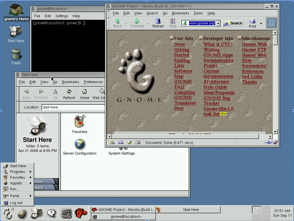 Tela do GNOME 0.9.2.1