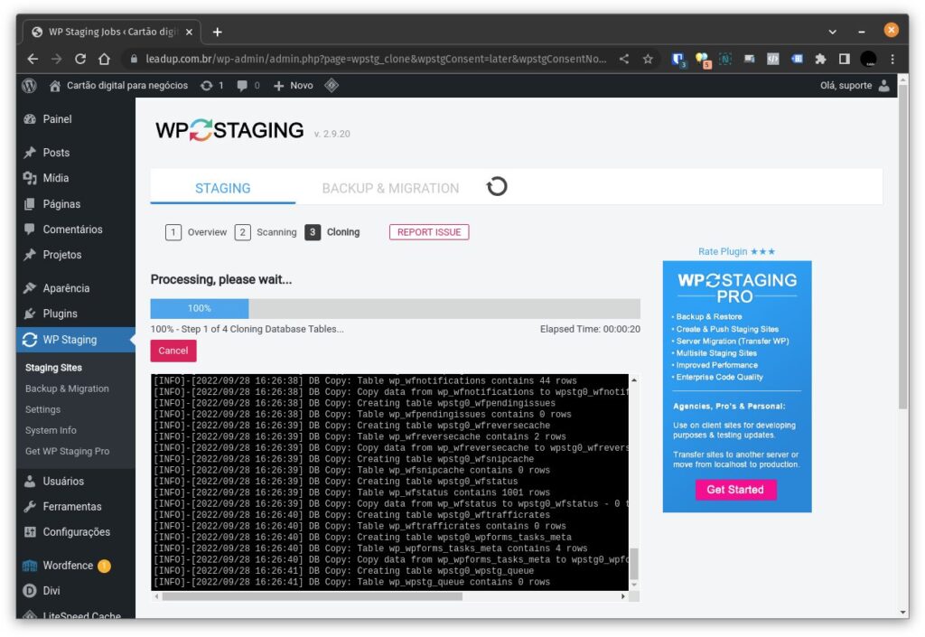 criar um ambiente de testes - wp staging - copia