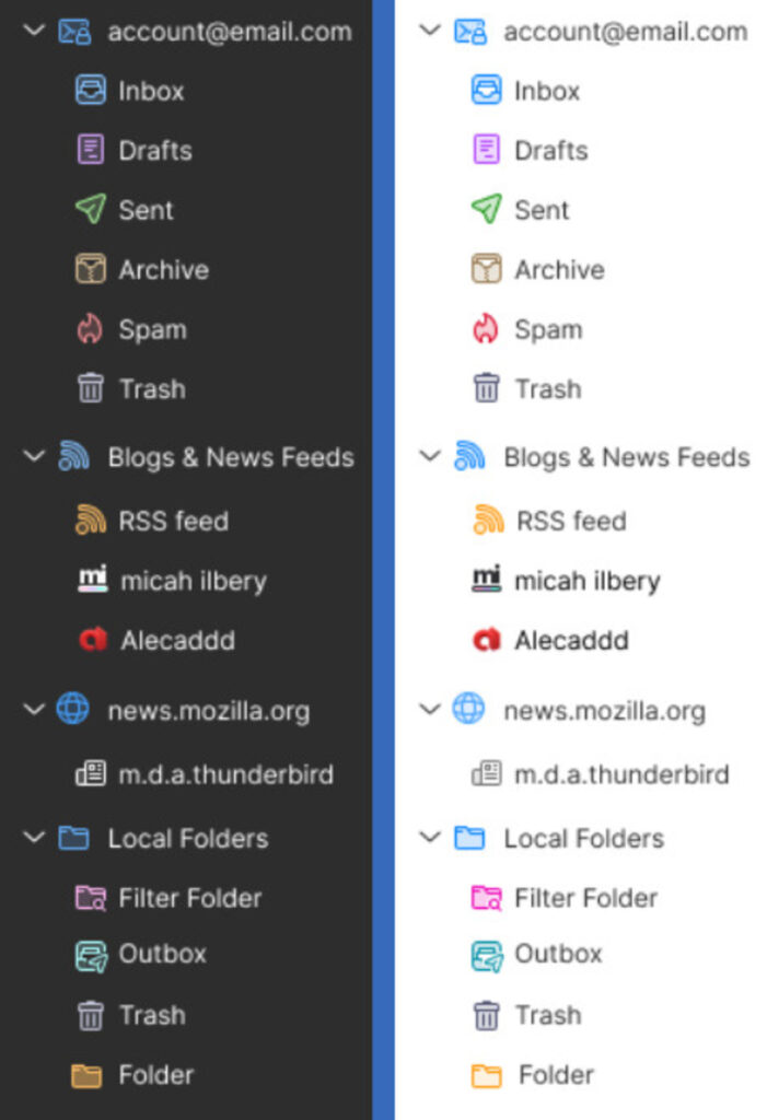 thunderbird icons folders
