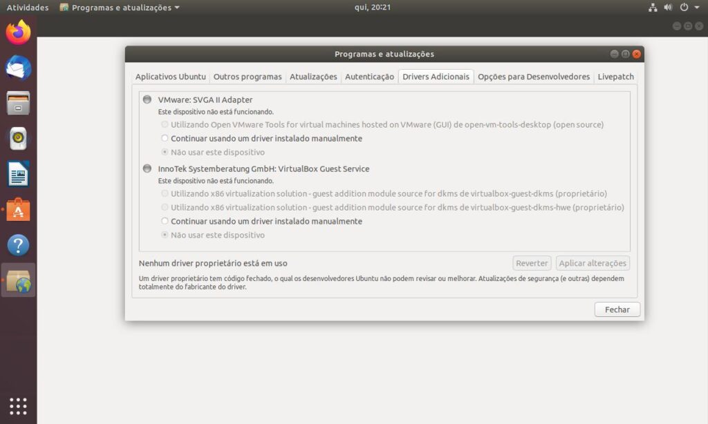 drivers adicionais ubuntu 18.04