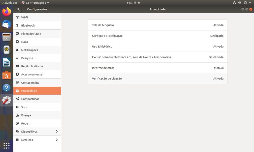 privacidade ubuntu 18.04
