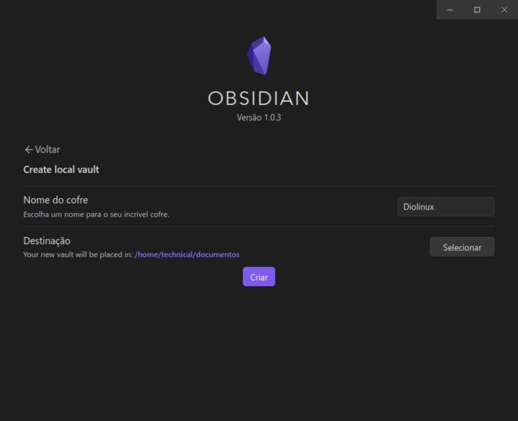 Anotações no Obsidian — Criação de arquivo-cofre