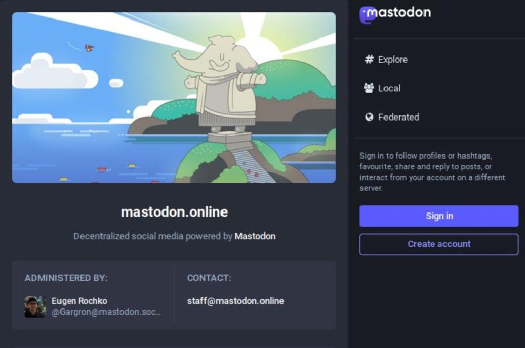 Rede Mastodon — Servidor mastodon.online