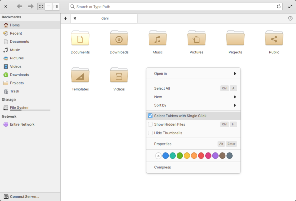 Elementary OS 7 - Novas opções do gerenciador de arquivos