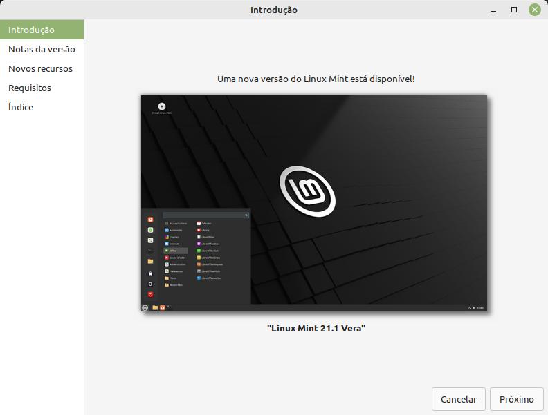 Atualização do Linux Mint 21.1 — Introdução