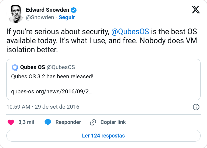 Postagem Snowdem Twitter