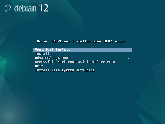 Abrindo o instalador do Debian 12