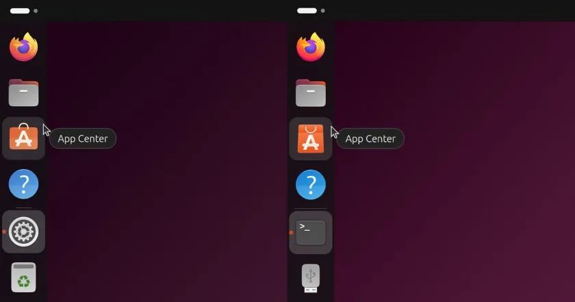 Antigo e novo ícone da loja de aplicativos do Ubuntu. 