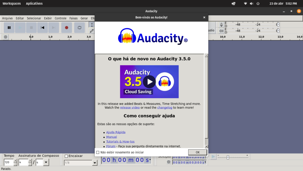 Audacity 3.5 traz salvamento na nuvem 0
