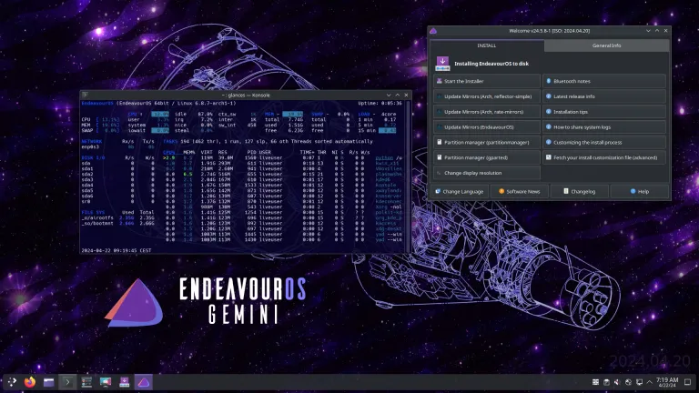 Endeavour OS Gemini permite escolher entre X11 e Wayland 1