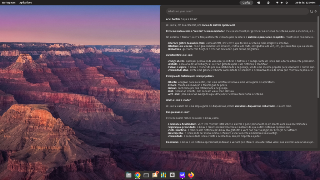 Integrando IA ao GNOME no Linux com uma extensão do Gemini 2