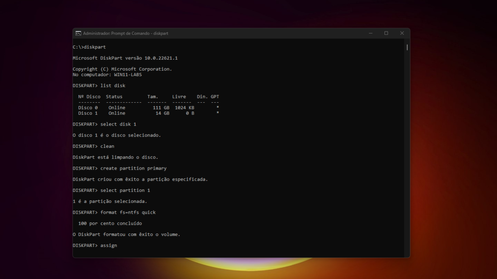 converter uma unidade inicializavel win11 cmd
