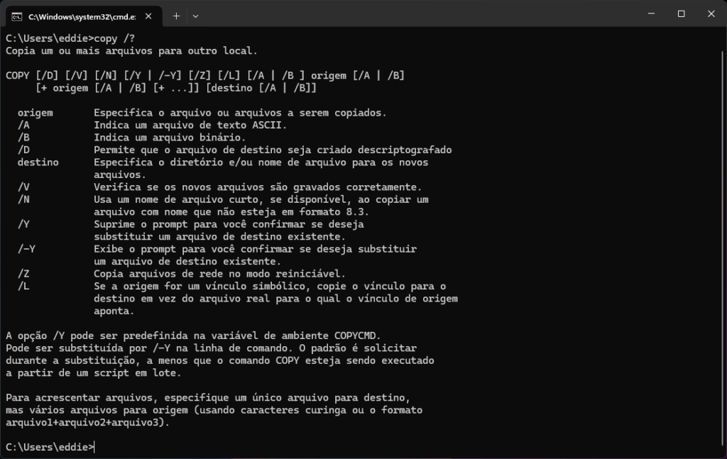 diolinux - copiar diretorios no windows - copy - help win11